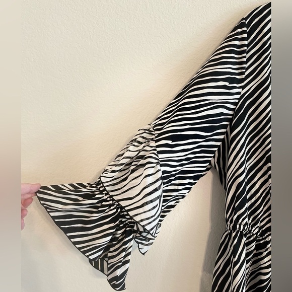 Lane Bryant Women Midi Dress Size 20 Black & White Striped Animal Print - Picture 6 of 17